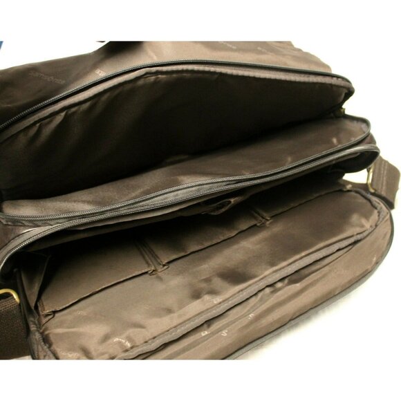 Samsonite Brown Leather Briefcase Laptop Bag Multiple Pockets Shoulder Strap - Picture 10 of 10